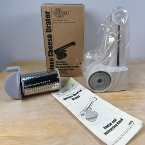 Pampered Chef Deluxe Cheese Grater #1275 2 Blade Hand Held Rotary NEW (Open Box)